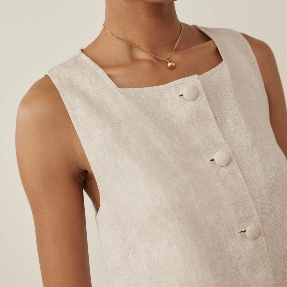 Reformation Danna Linen Mini Dress in Oatmeal